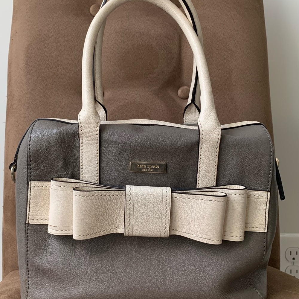 Kate Spade Alice Court KAYA Convertible Satchel Gray Off White